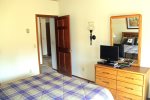 Mammoth Condo Rental Sunrise 35 - Master Bedroom, Entrance and Flat Screen TV